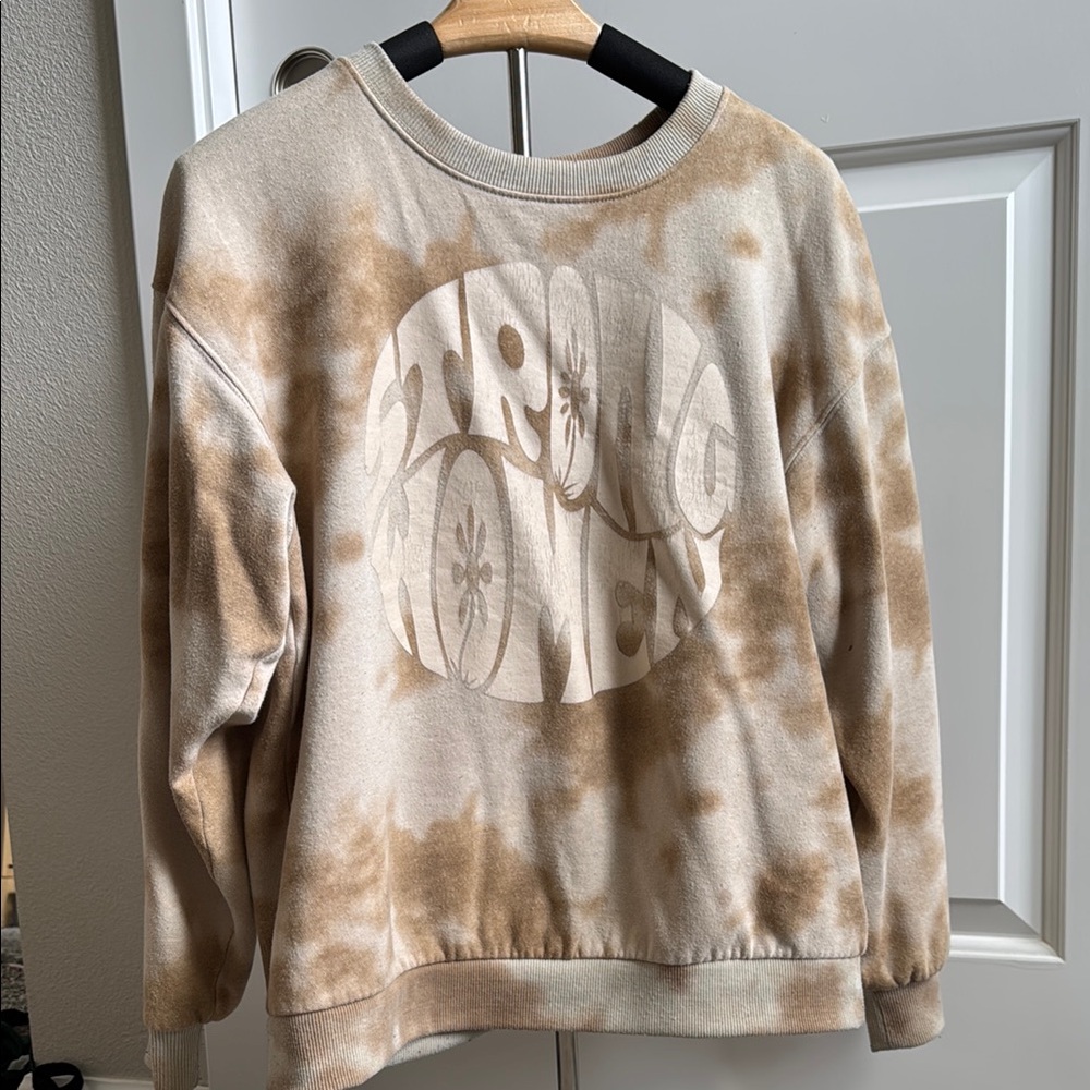 Mi Organic Pattern Cream and Brown Crew Neck Sweater